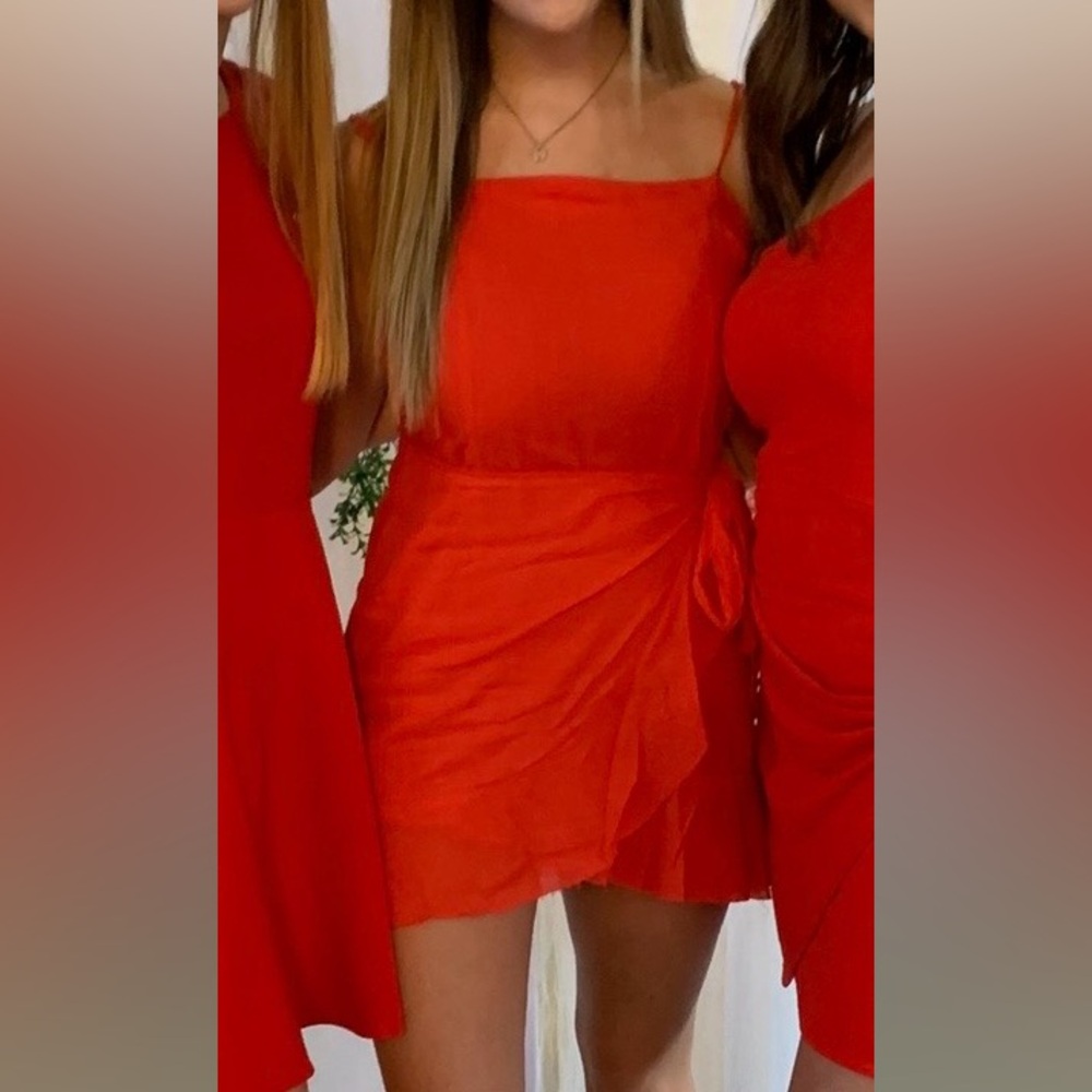 Princess Polly Red Spaghetti strap Mini Dress with Side Tie
